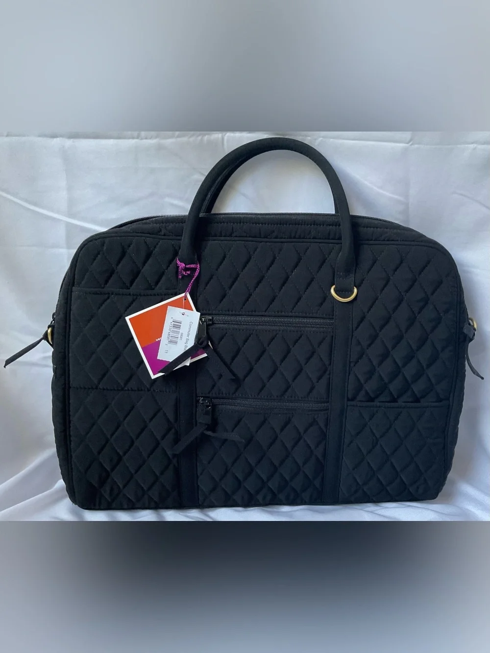 Vera Bradley Quilted Black Laptop Commuter & strap with Top Handles